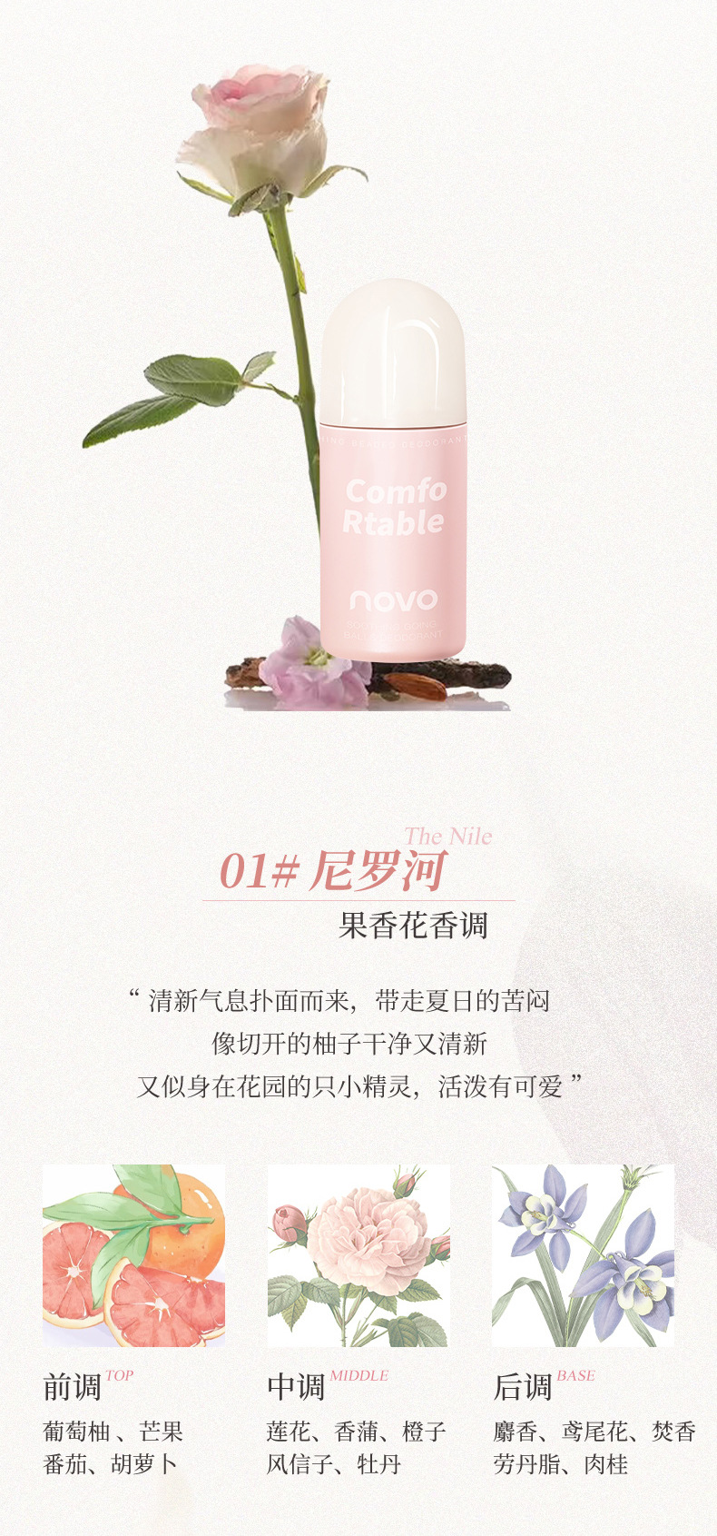 NOVO Refreshing Roll-on Body Lotion leaves a long-lasting fragrance, removes odors and stops sweating under the armpits, suitable for both men and women undefined