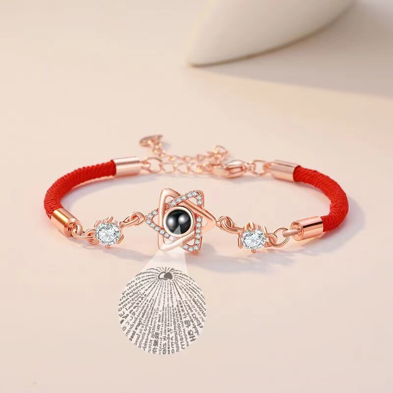 Six-pointed Star Cross-border Projection Bracelet 100 Languages I Love You Couple Bracelet European and American Photo Customization Surprise