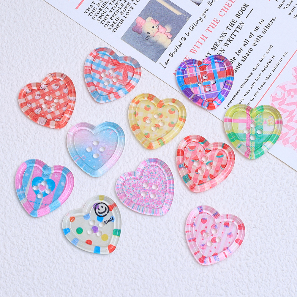 Ice-Through Cartoon Buttons Creative Handmade DIY Jewelry Cream Glue Resin Small Accessories Hole Shoe Buckle Material Package