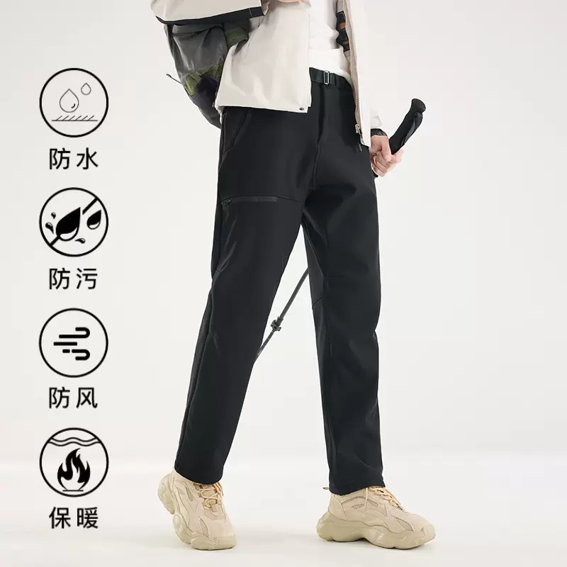鸟家同款冲锋裤男女户外防风防水加绒加厚登山裤秋冬三防机能裤子