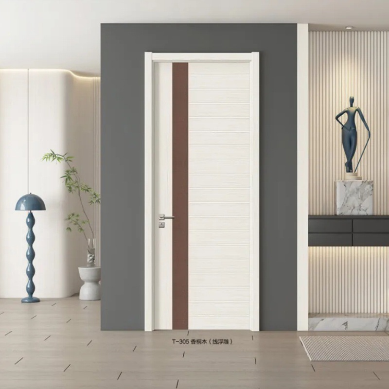 Puerta de madera maciza pintada puerta de madera blanca interior multicapa puerta de habitación puerta de dormitorio juego compuesto puerta de habitación insonorizada
