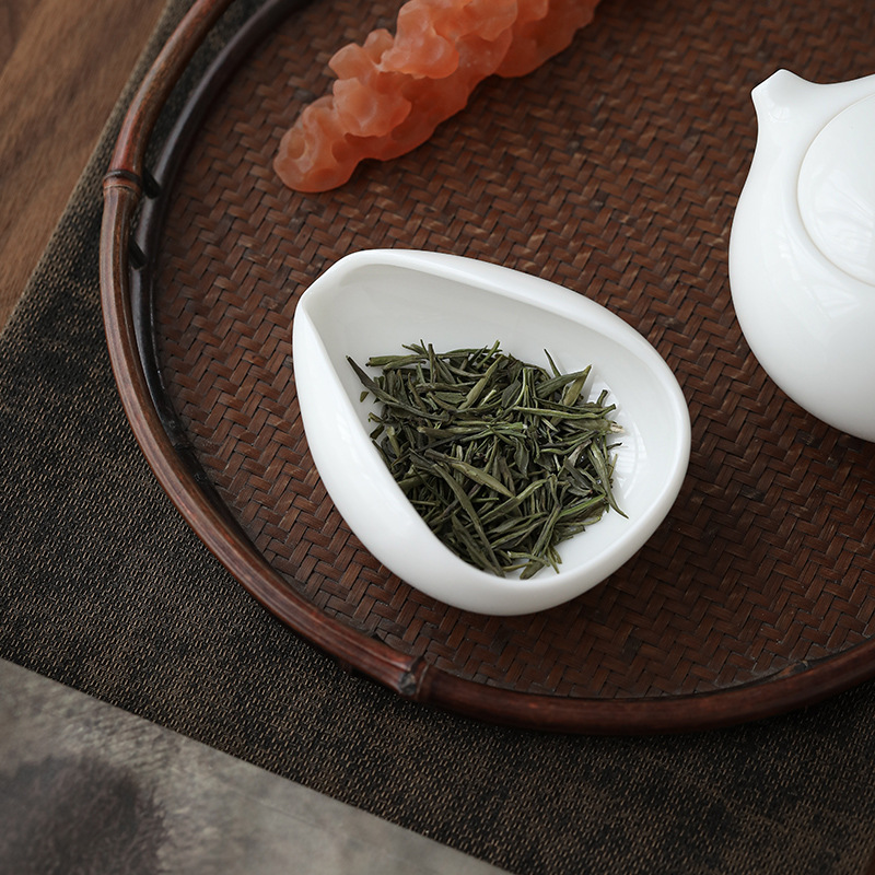 Ovejas Jade grasa té de porcelana blanca ceremonia del té de loto té de cerámica té de porcelana de loto cuchara de té ceremonia del té accesorios Dehua porcelana blanca juego de té Kung Fu