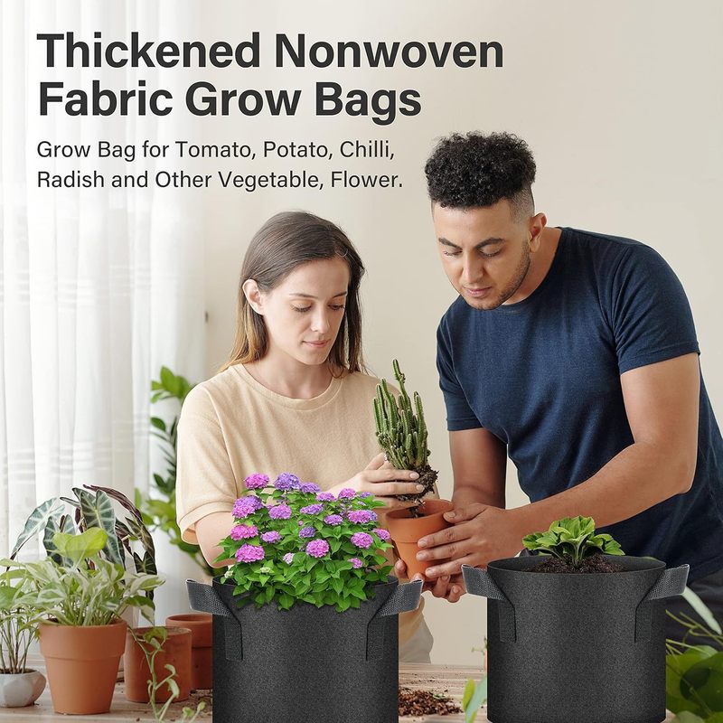 跨镜植物袋grow bag种植袋黑色无纺布美植袋植树袋 生长 育苗花盆|undefined