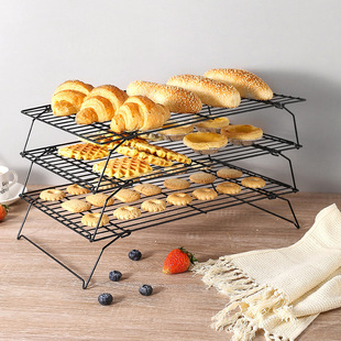 现货三层蛋糕冷凉架  折叠点心冷却架 面包晾网 蛋糕架 烘焙工具