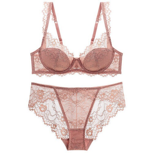 Cross-border sexy lace bra thin push-up red underwear set animal year French pure desire bra panties for women