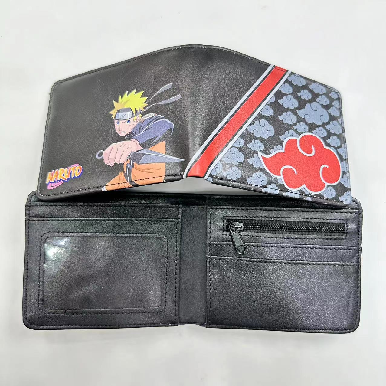 Hokage billetera Ninja Boy Sasuke Naruto nuevo tipo de bolso de tarjetas, bolso de cambio de dibujos animados Fuego Nube, cartera de cambio PU, bolso de piel