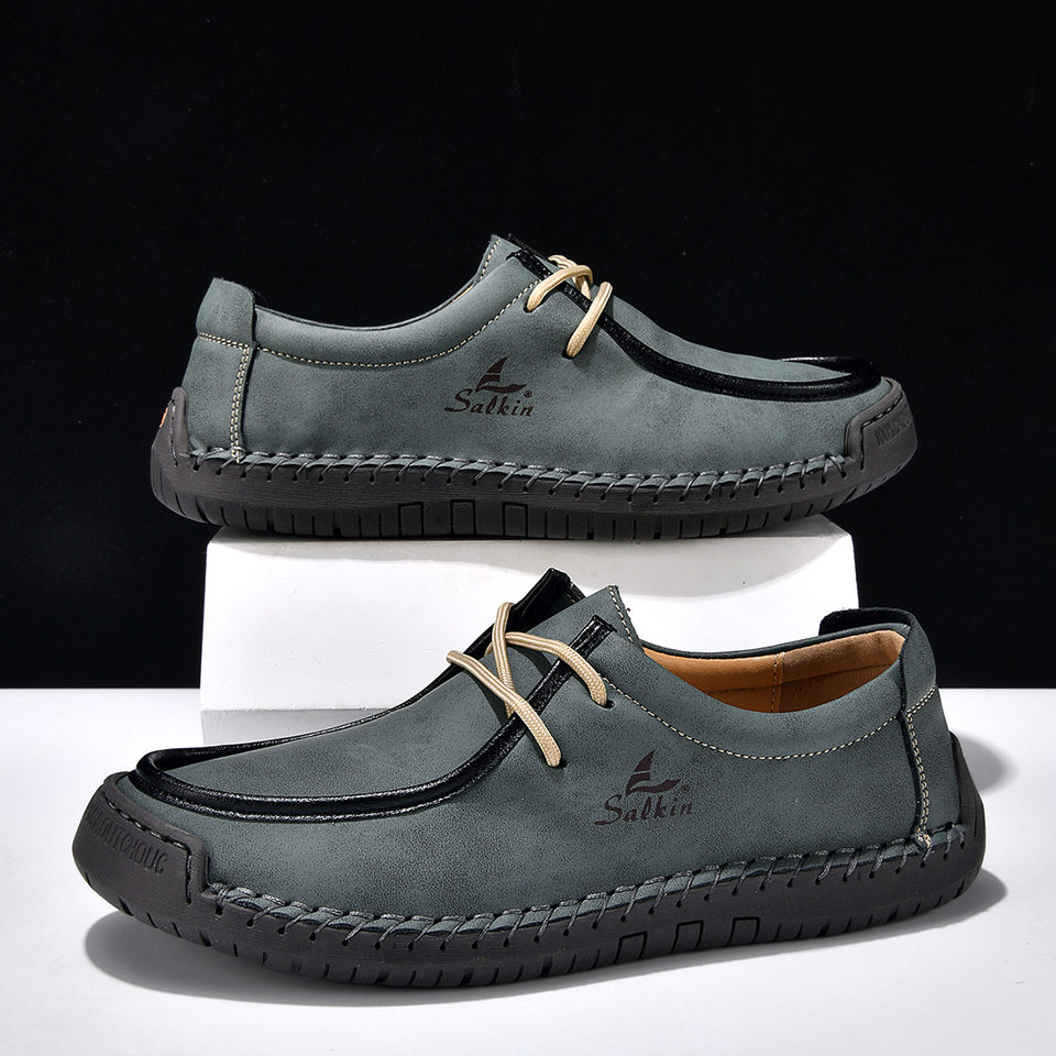 Giày lười unisex cỡ lớn 48, mũi tròn, mặt vải lanh, đế bằng gót thấp, dây buộc phía trước — 2801 Vàng kim, 2801 Xanh lá cây táo, 2801 Xanh đậm, 2801 màu xanh chi tiết 12