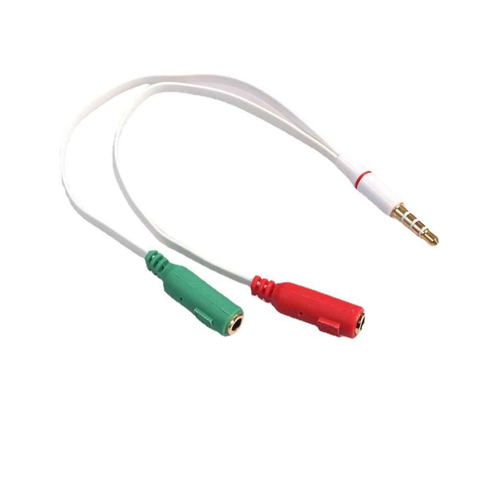 3.5手机唱吧k歌线面条一分二音频线3.5mm扁平手机YY唱吧AUX音频