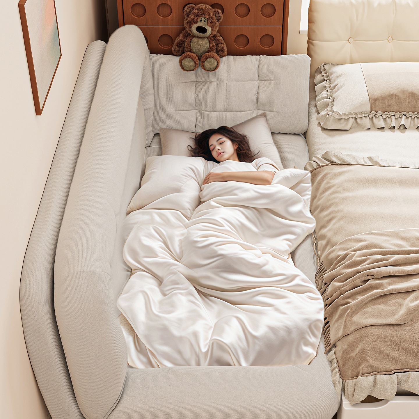 Human Kennel Lazy Sofa Can Lie down and Sleep Living Room Double Small Sofa Bedroom Floor Seat Folding Sofa Bed