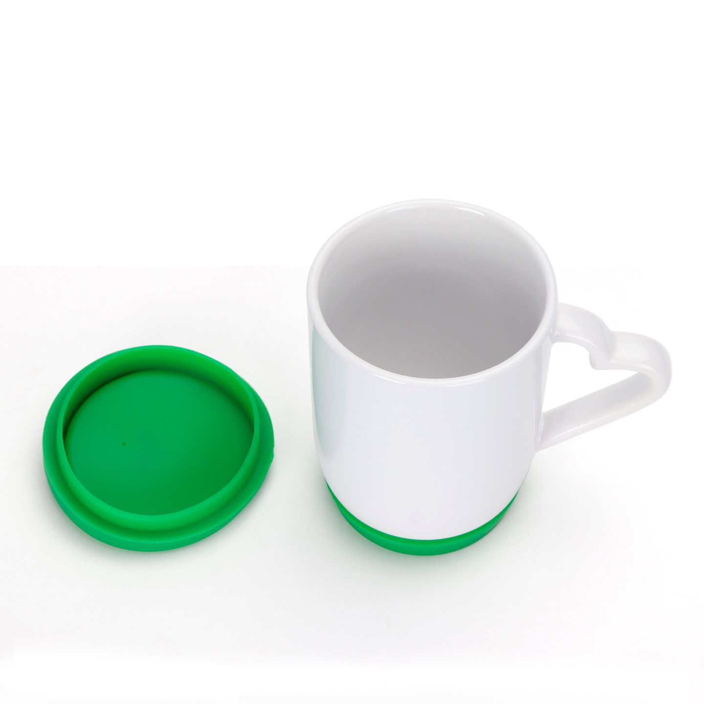 Taza blanca de transferencia de calor Taza con tapa de silicona Diy Taza de impresión personalizada Taza publicitaria Taza de cerámica en blanco