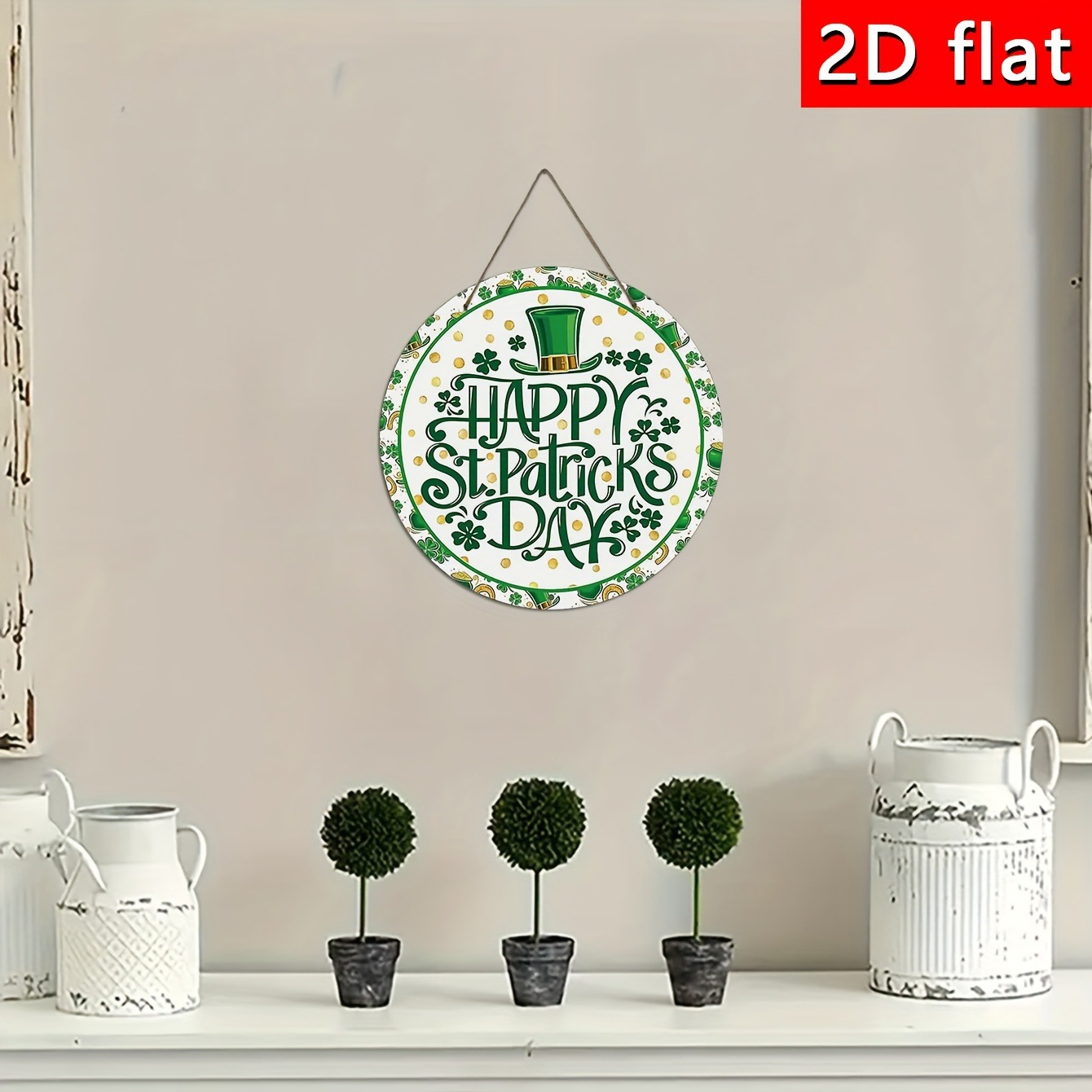 Colgar una placa de madera con el tema de San Patricio y adornos, decoración de porche de la casa de madera