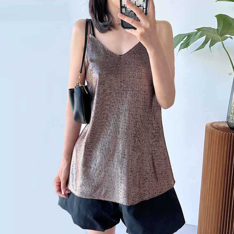 Australian Cam Power High-End Same Style Suit with Sequin Sparkling Sexy Camisole for Women Sleeveless with Minor Flaws