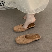 法式度假编织小众半拖鞋女外穿2026春夏季配裙子晚晚风包头勃肯鞋