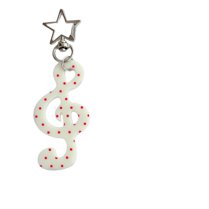 Korean-Style Vintage Sweet Polka Dot Stripe Star Musical Note Keychain Phone Charm DIY Bead Accessories Pendant