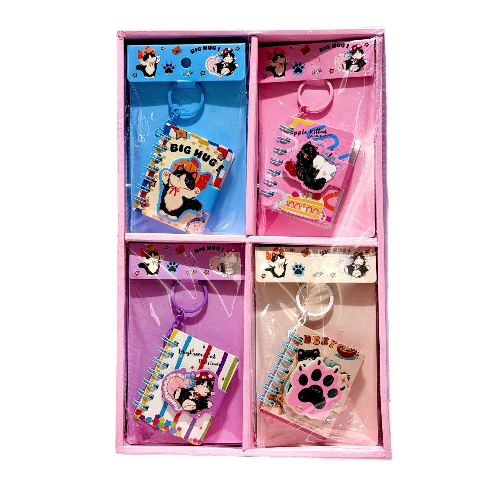 lindo gato negro colgante libro de bobina de alto valor de página de color llavero libro de estudiantes de papelería libro creativo