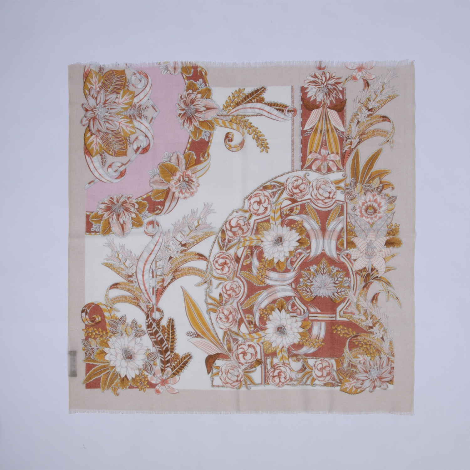 Versión coreana de la nueva bufanda de seda cuadrada pequeña de cachemira pura de 70cm impresa, bufanda de flor de anacardo grande, disponible en stock transfronterizo