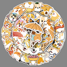 50张卡通可爱柯基个性涂鸦行李箱自行车滑板车防水汽车装饰贴纸