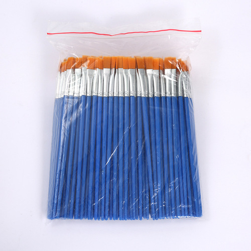 Plastic rod nylon hair flat tip flat pen hook line pen gouache graffiti brush children's brush art supplies