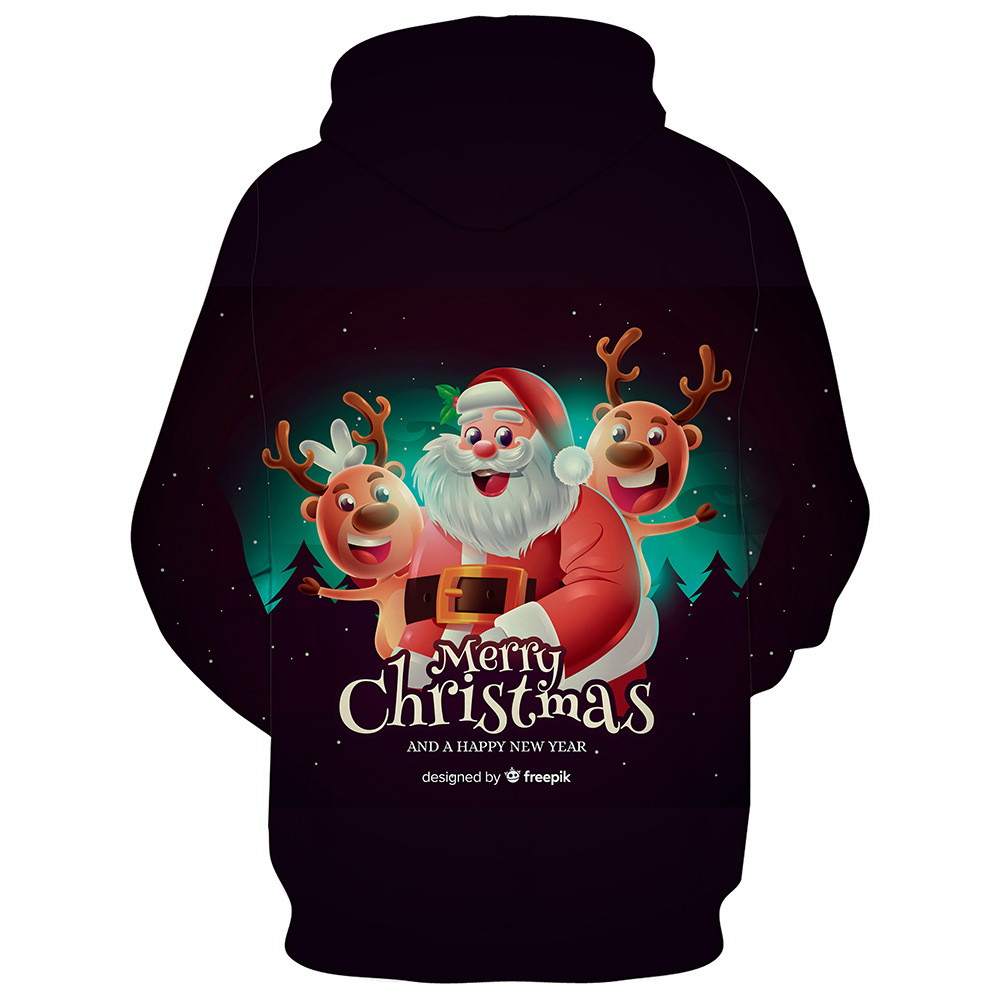 boy Cross-Border Christmas Carnival Snowman European And American Men's Digital Print Pullover Long Sleeve Hoodie Fleece_voghion.com