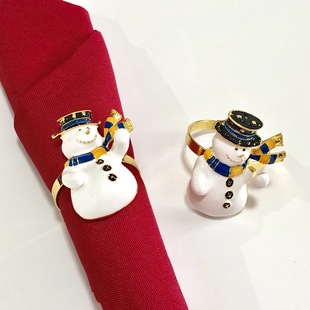 Cross-Border Popular Christmas Series Snowman Napkin Buckle Hotel Christmas Theme Snowman Napkin Ring Wholesale