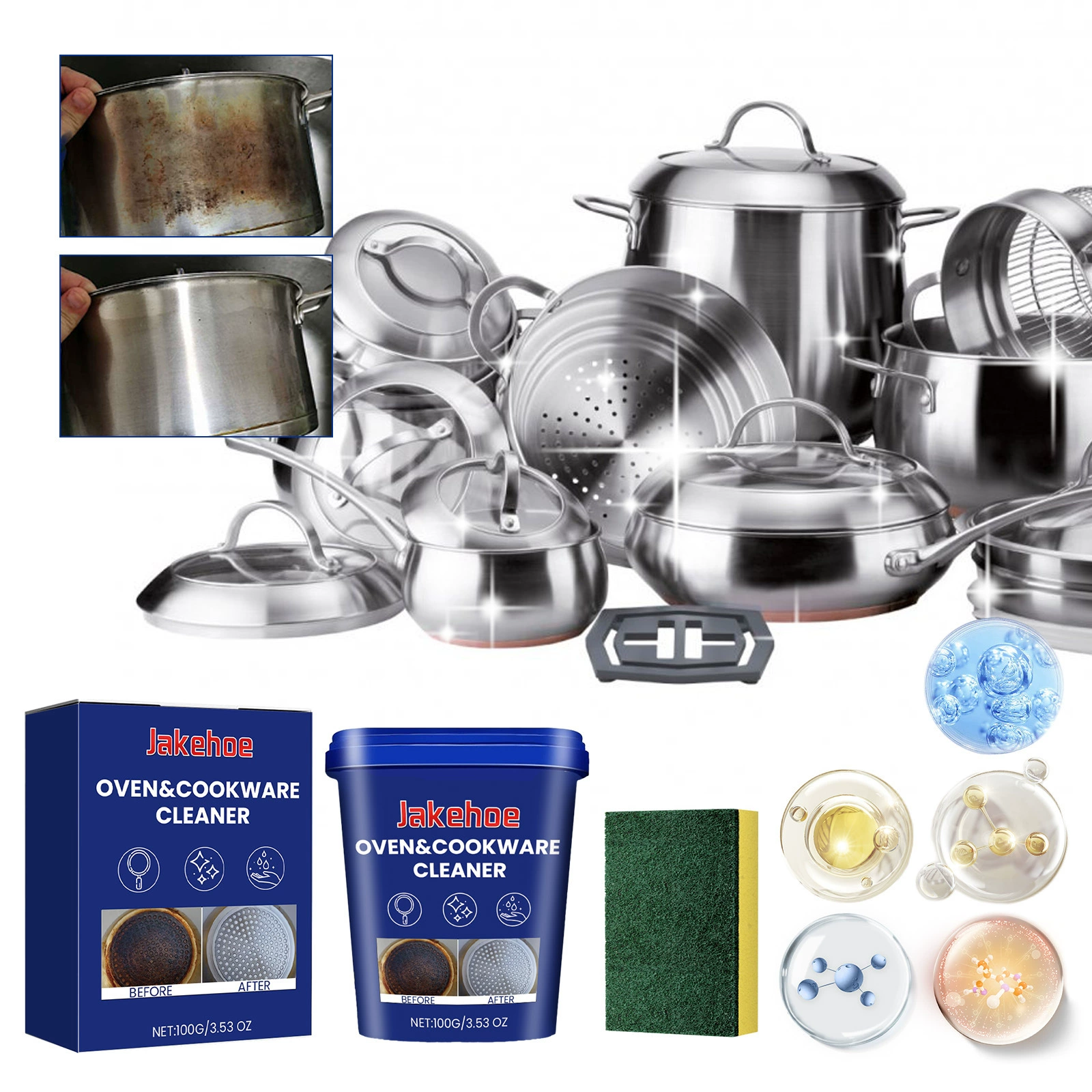 Jakehoe Чистящая паста из нержавеющей стали для домашнего использования