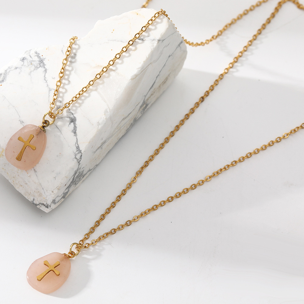 Women's Gender Simple Style Geometric Cross 304 Stainless Steel Wholesale Double Layer Necklaces
