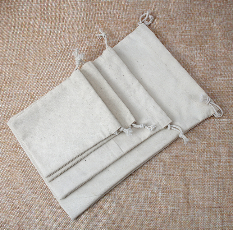 Hecho en fábrica de algodón de lino con cordón de almacenamiento de lona bolsa de cordón de publicidad bolsa de cordón personalizado LOGO