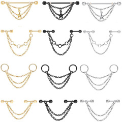 Cross-border hot-selling chain earrings sexy ear cuff chain stainless steel piercing ear hook Western popular factory