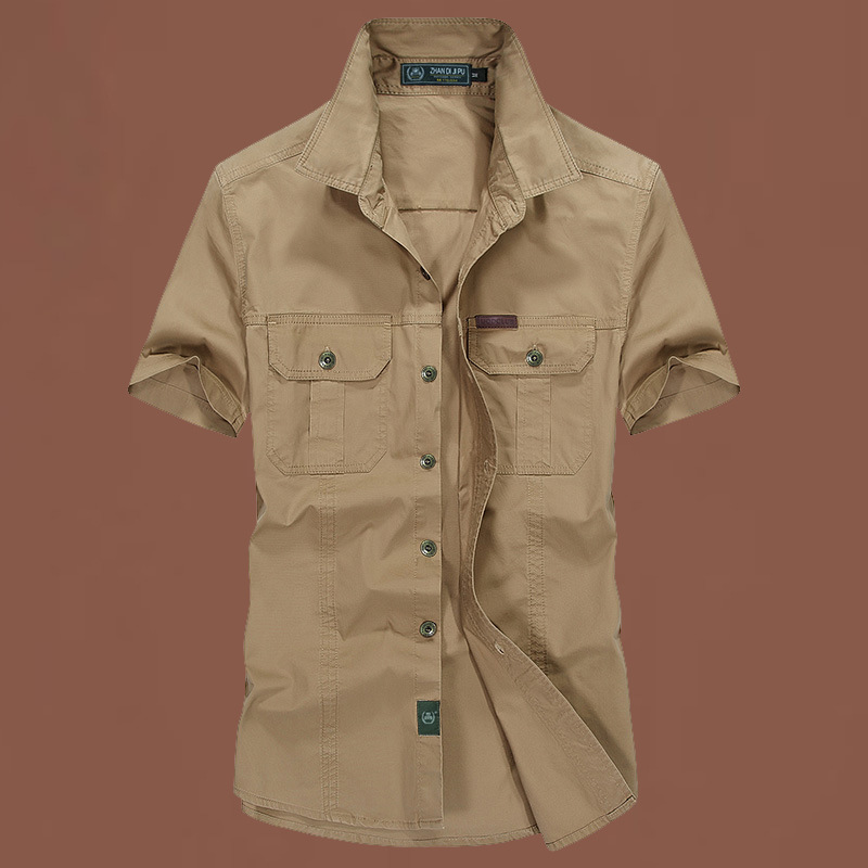 Verano 2024 nueva camisa de hombre de cuello suelto camisa de manga corta de color sólido camisa de hombre de mediana edad camisa casual