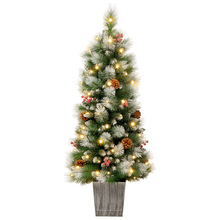 松果红果松针带灯圣诞树LED110灯多尺寸1.4米摆件派对PVC款摆件