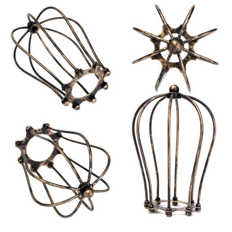 Retro industrial retro metal wire cage chandelier cover ceiling lighting fixture E27 lamp holder metal wire cage