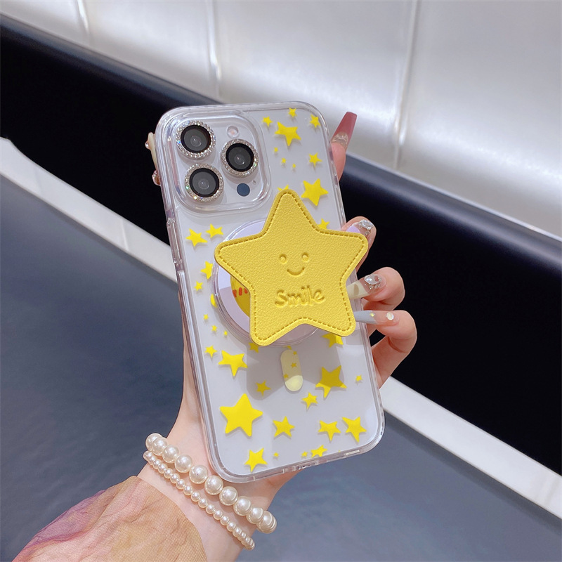 Verano pequeño fresco sonriente estrella para iPhone 16 funda para teléfono móvil 15ProMax simple 14/13 femenino 16Pro