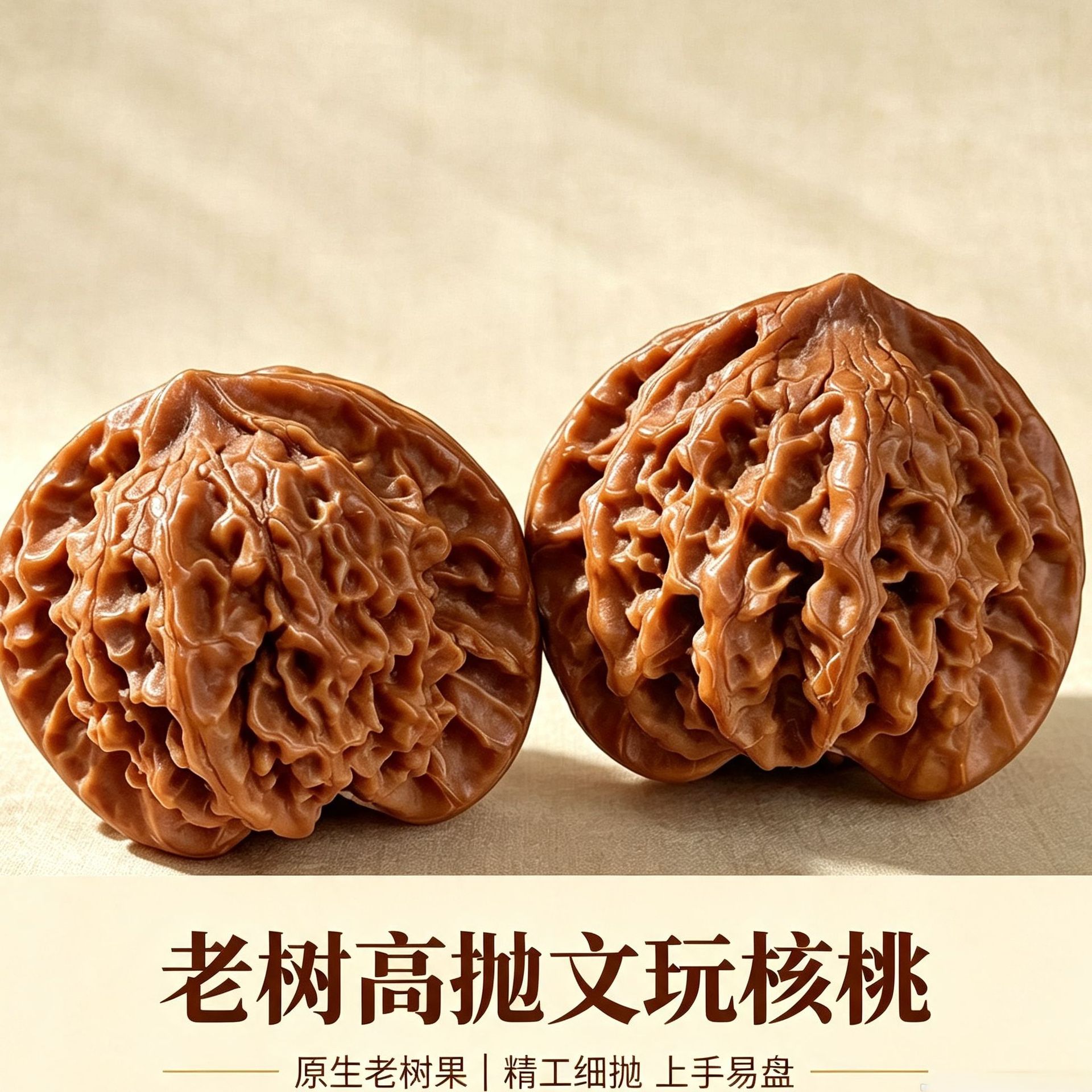 Premium high-polish old tree collectible walnuts wholesale, finely matched pairs, four-section lion head, original color, finely matched hand-held collectibles