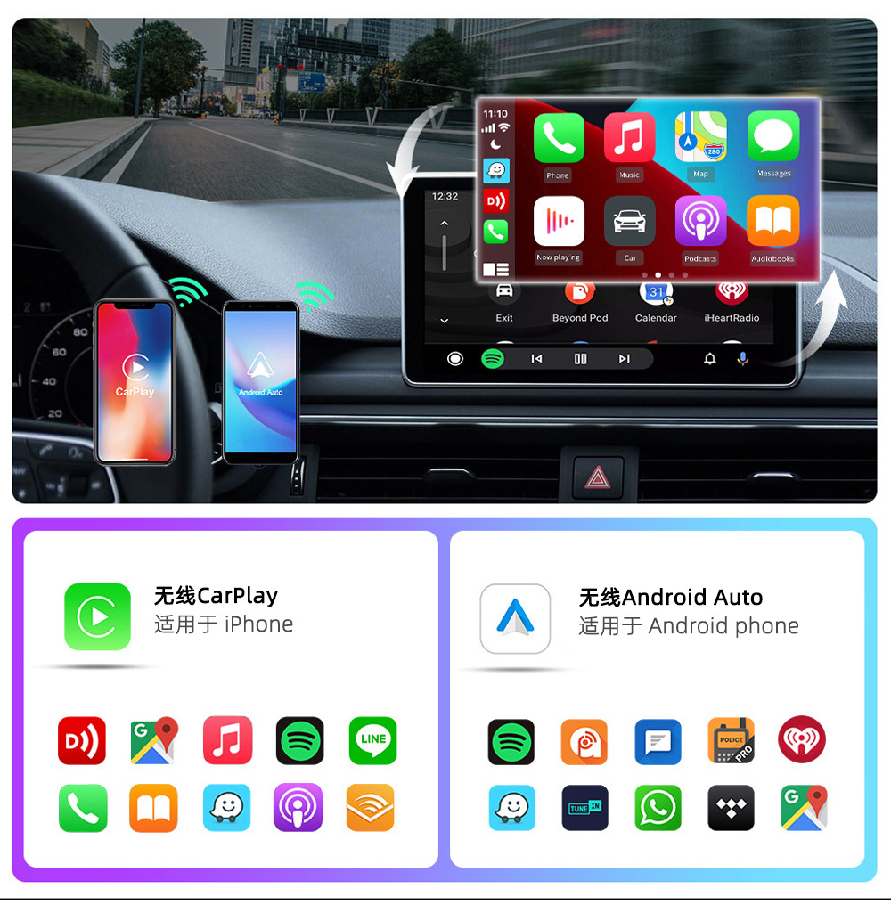 Carplay Wireless Connectivity Box, Lossless Installation, Smart Car Navigation, Automatic Connection for Both Apple and Android