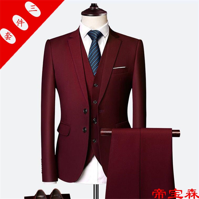 new pattern leisure time man 's suit Three Large formal wear Young men Korean Edition Self cultivation man 's suit suit Groomsman Groom full dress