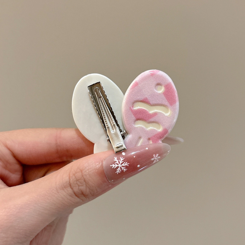 Crema rosa a cuadrícula pequeña pinza para el cabello de pez dulce polivalente chica adorable pinza lateral pinza para el cabello adorno nuevo clip