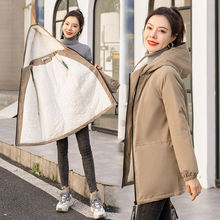 加绒加厚中长款风衣女2021新款秋冬韩版小个子派克服外套女潮ins