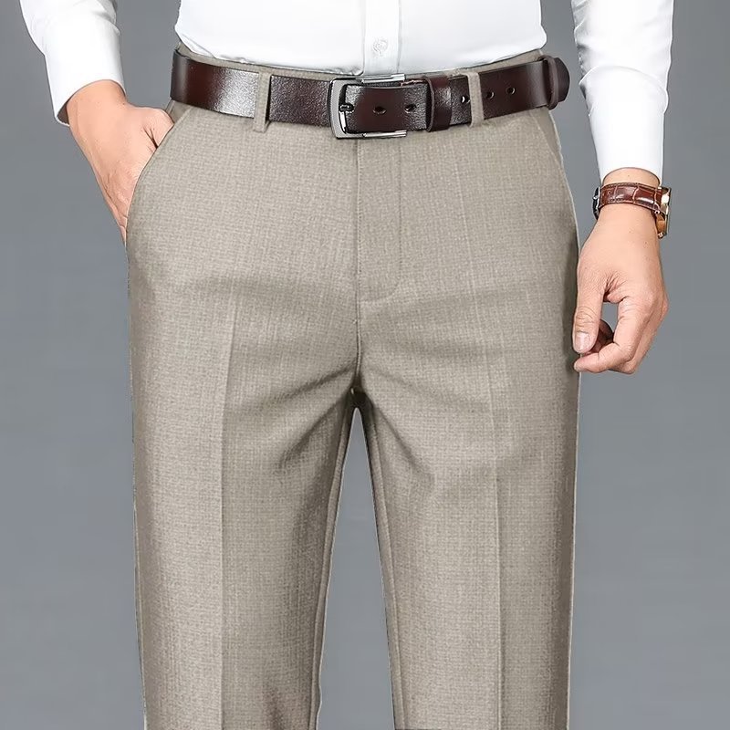 Hombres de negocios pantalones occidentales drapeado pantalones de traje casual ropa formal Pantalones rectos de primavera y verano Pantalones de traje de papá de mediana edad