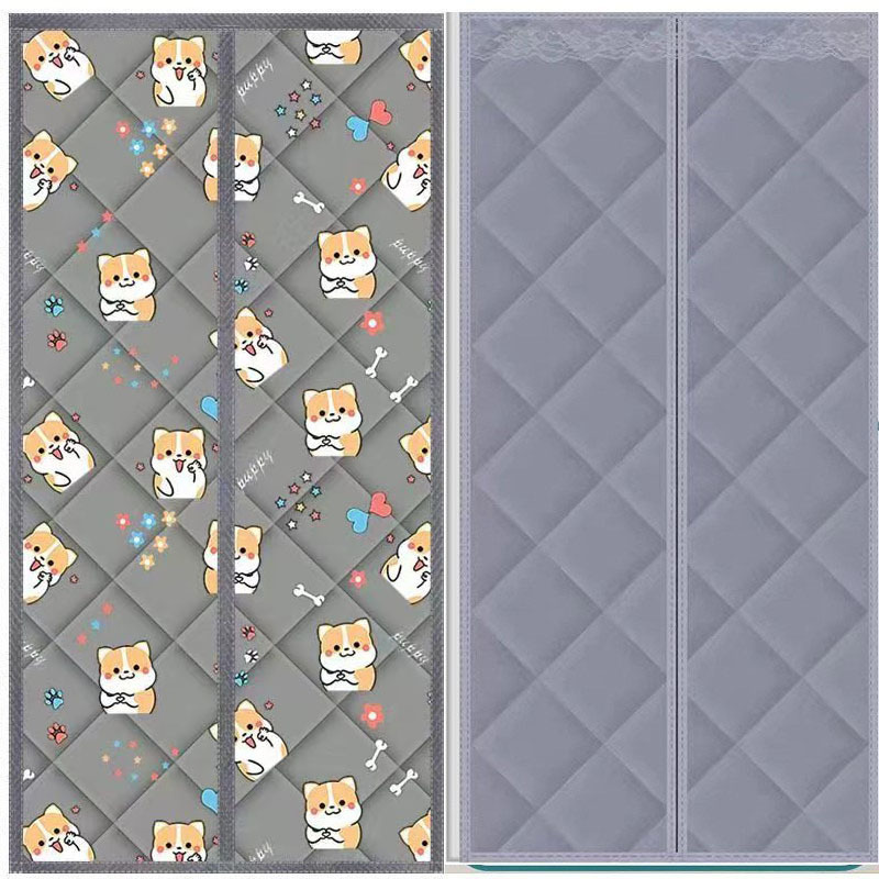Winter Thickened Cotton Door Curtain for Cold Protection and Warmth, Magnetic Self-Absorbing, No-Drill Hanging Curtain, Windproof and Blocking for Bedroom Door Partition
