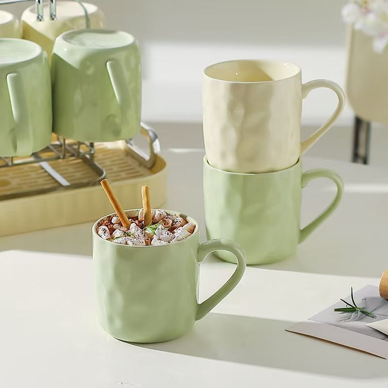 Cream ribbon ceramic mug cup office breakfast cup milk cup coffee cup gift small tea set