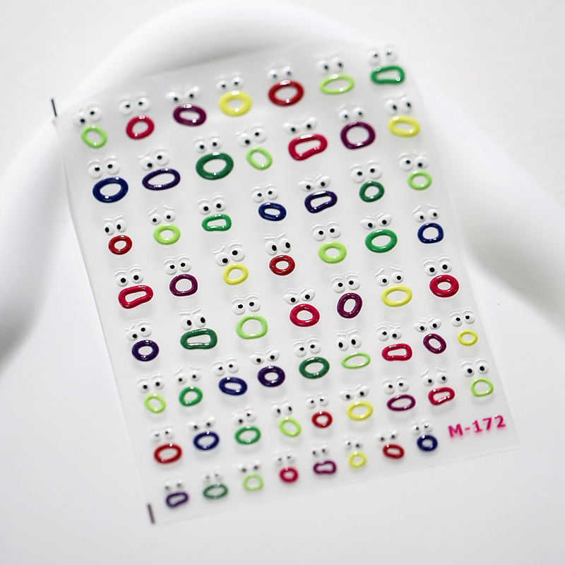 TENSOR nuevo arte lindo divertido uñas pegatinas boca extraña uñas pegatinas jalea serie M-135