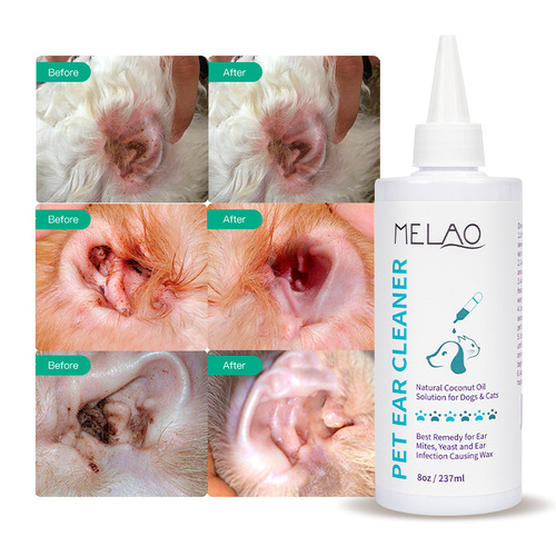 MELAO cross-border pet ear cleaning solution 237ml cat and dog ear cleaning water ear drops to remove ear mites and earwax manufacturer