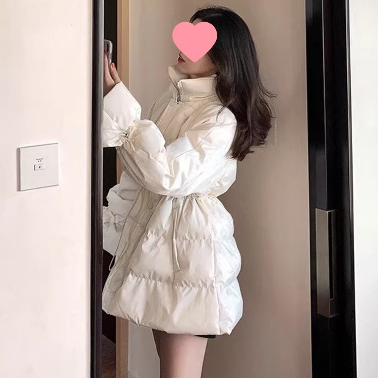 中长款收腰棉服女秋冬季新款设计感感超好看加厚棉袄大衣鹅绒