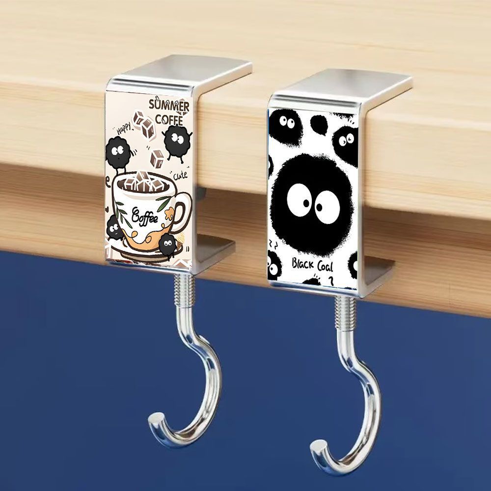 gancho de bolsas de carbón de dibujos animados para estudiantes de escritorio fuerte portante sin perforación móvil sin clavos gancho general portátil