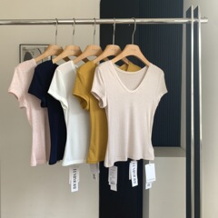 DoggyQin Fairy Little T 3.0/Pure Desire Vネック テンセルウール 半袖Tシャツ 夏 スリムフィットで万能