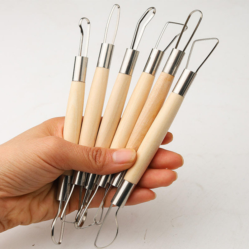 Herramientas de cerámica transfronterizas de acero inoxidable bola varilla de piedra plástica arcilla conjunto de barro de cerámica herramientas manuales escultura cuchillo penetración