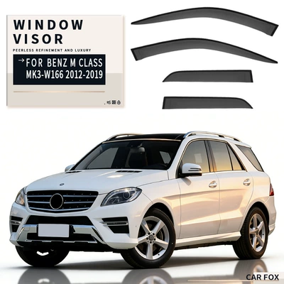 ML Window rain shield, Rain shield - standard-packing-without-logo-mercedes-benz-m-class-mk3-w166-2012-2019-plexiglas-without-bright-strips-rain-shield