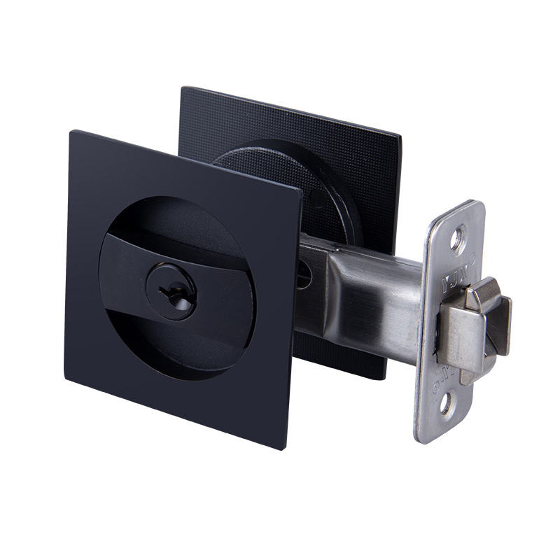Cuadrado moderno privacidad hardware de la puerta de bolsillo negro mate cama baño bolsillo empotrado cerradura de la puerta invisible