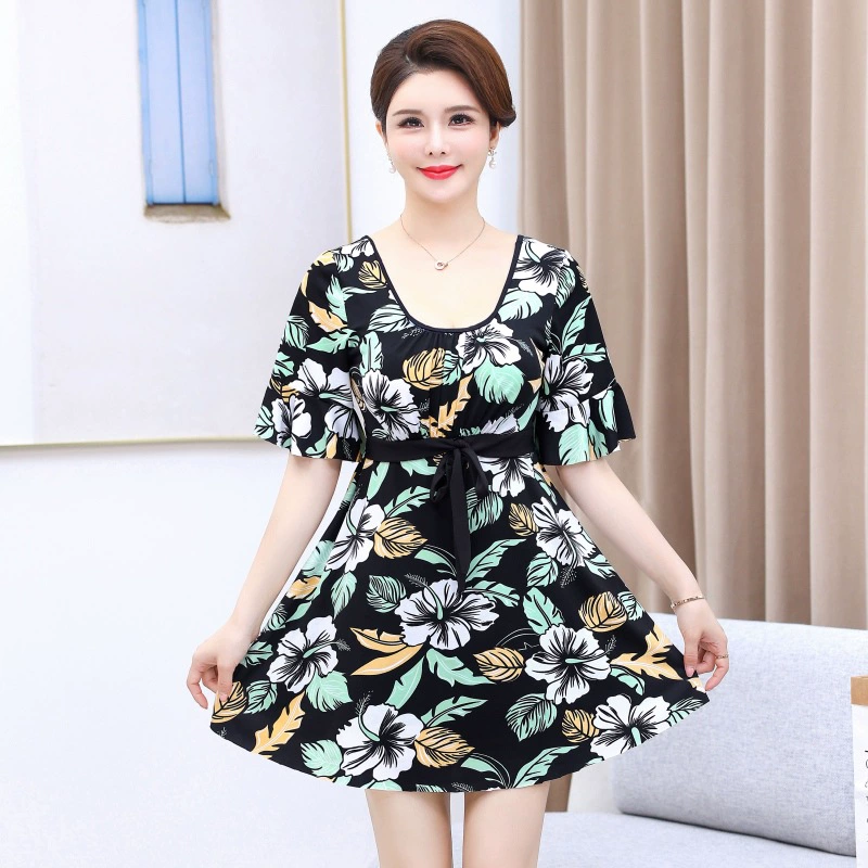 Слитный купальник для матери, среднего возраста, свободного силуэта, plus size