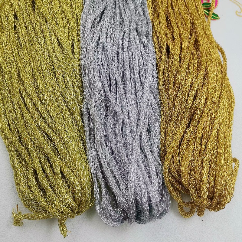 45米金葱银丝链软绳子5mm编织镂空装饰可康乐绳锁手提绳服装辅料